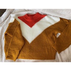 Retro Chunky Knit Color Block Sweater